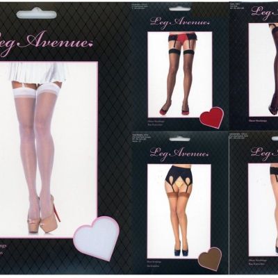 Nylon Stockings Sheer Seamless Adult Black Nude Tan White Leg Avenue 1001